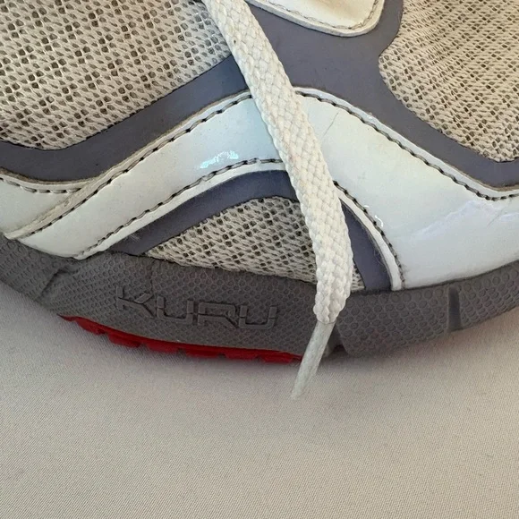 KURU Carrera Sneakers in Cream and Gray with Red Accents - Picture 10 of 14